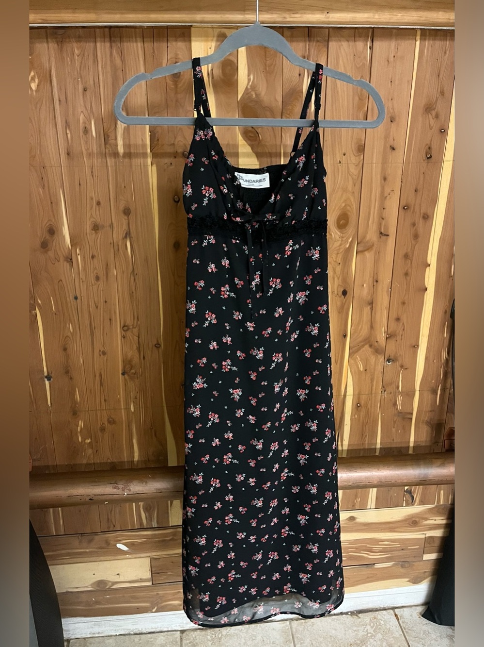 Black Floral Maxi Sundress with Smocked Bodice